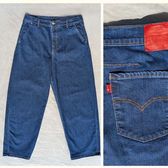 32x26 Levi's Engineered Jeans LEJ Premium Womens Balloon Leg Barrel Dark Stretch - Picture 1 of 17